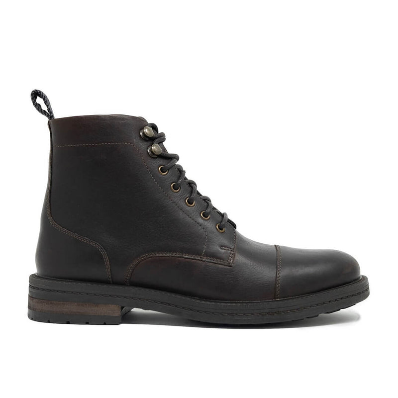 WALK London Wolf Toe Cap Boot Brown Leather