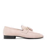 Walk London Woody Tassel Loafer in Pink Suede