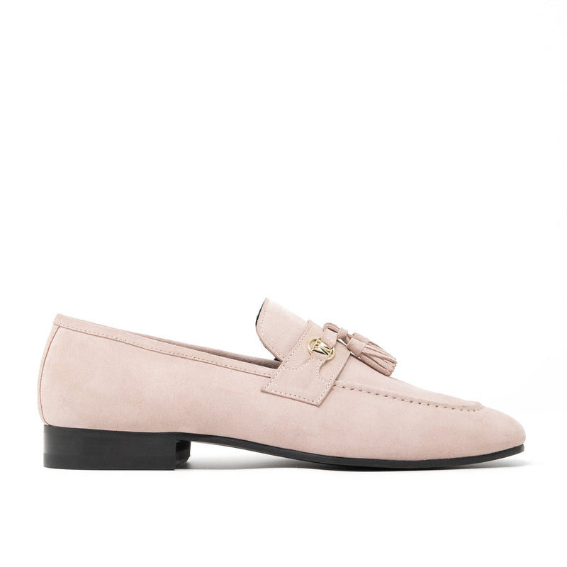 Walk London Woody Tassel Loafer in Pink Suede