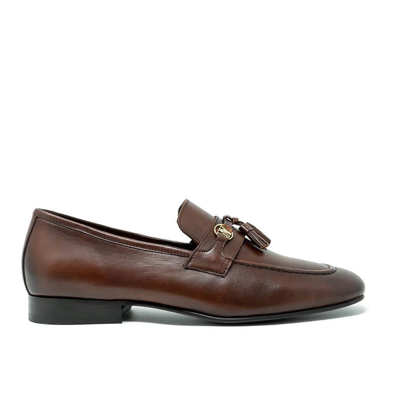 WALK London Woody Tassel Loafer Brown Leather